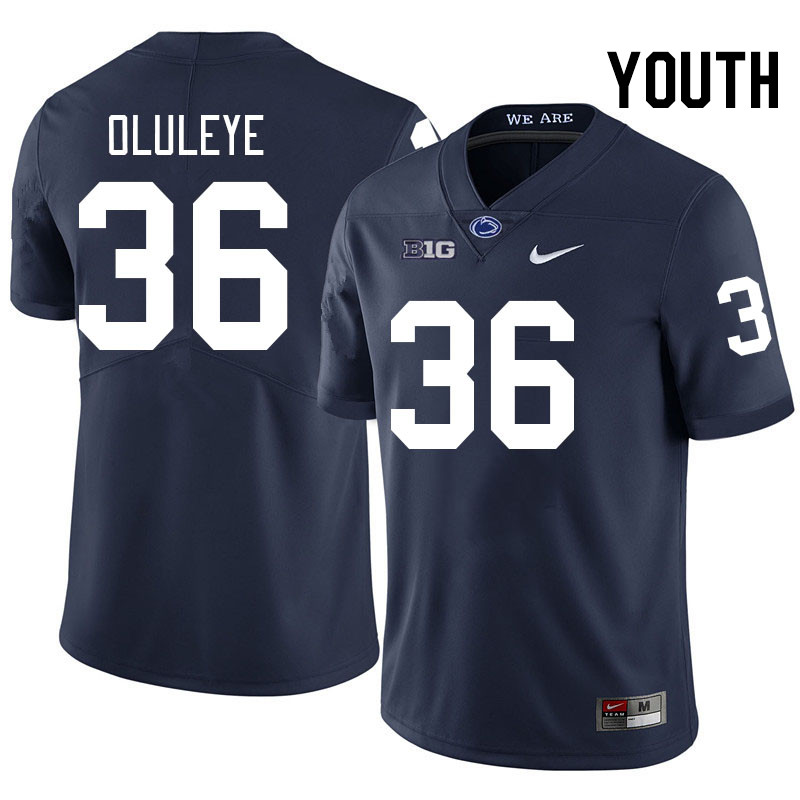 Youth #36 Feyisayo Oluleye Penn State Nittany Lions College Football Jerseys Stitched-Navy